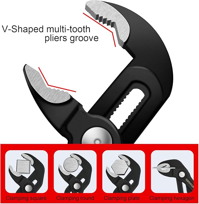 WISEUP 12-inch Groove Joint Pliers, Fast Adjust Tongue and Groove Pliers, V-Jaw Water Pump Pliers with Comfort Grip for Home Channel Locks Large