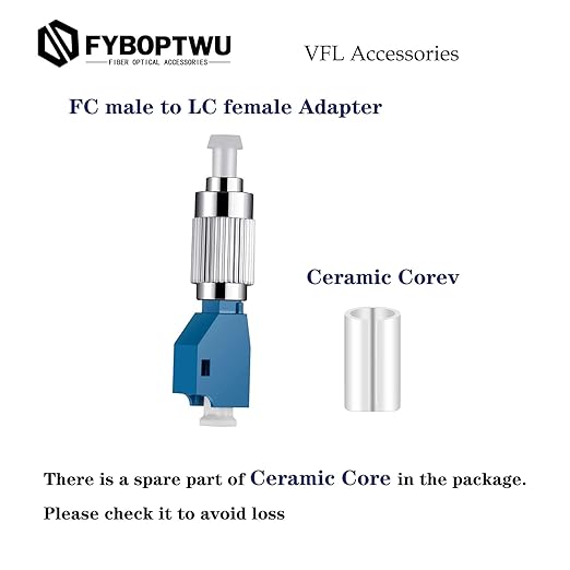 2pc Fiber Optic Visual Fault Locator VFL Fiber Optic Cable Tester with 2pcs Singlemode 9/125um FC Male to LC Female Adapter, Green & Purple Switch (Mode Number: VFL-30)
