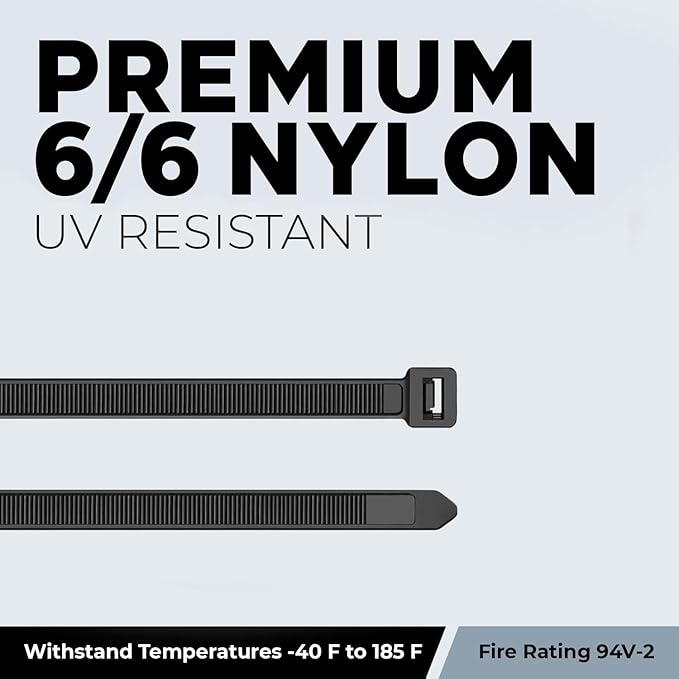 BEST CONNECTIONS Black Cable Zip Ties 11 Inch Multi-Purpose Self-Locking Nylon Wire Ties with 50 Lbs Tensile Strength Cable Management Ties for Outdoor & Indoor - 200 Pack