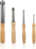 4 Pack Stainless Steel Circular Clay Hole Cutters, Wooden Handle Clay Tools by HANWER