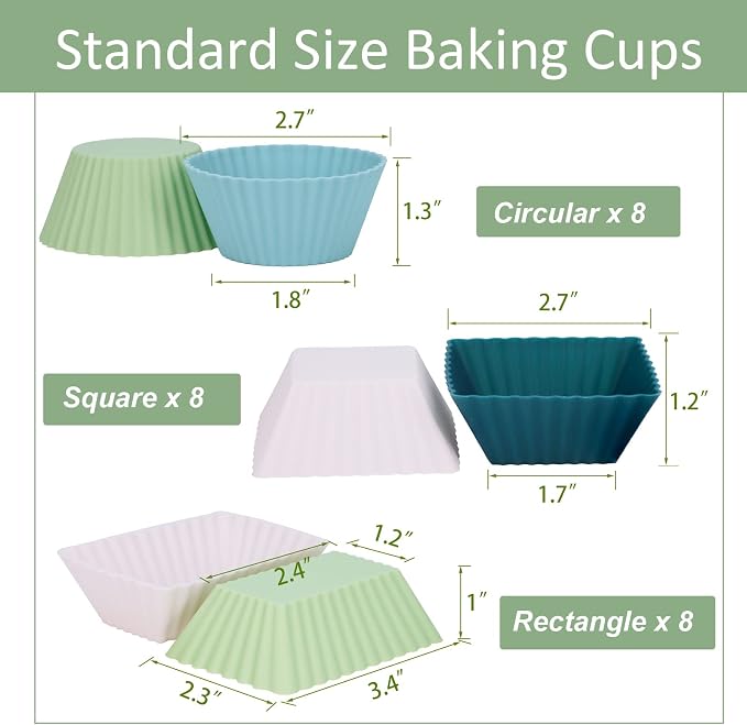 24Pack Silicone Muffin Cups, Reusable Cupcake Liners Molds - Image 6