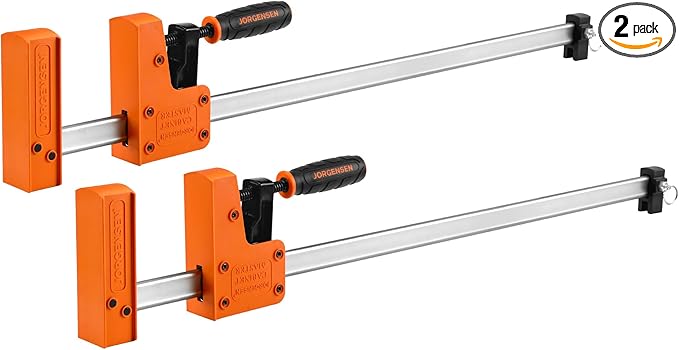JORGENSEN 24-inch Bar Clamps, 90°Cabinet Master Parallel Jaw Bar Clamp Set, 2-pack