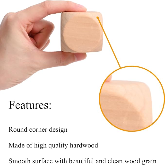 Blank Wood Dice 1-1/2 inch 20PCS Unfinished Square Blocks 40mm Small Wooden - Image 5