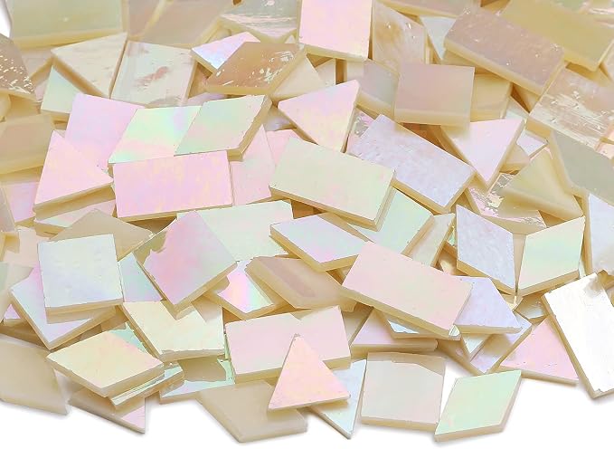 Lanyani Iridescent Glass Mosaic Tiles Supplies 200 Pieces Iridized Stained - Image 2