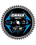 CRALY 7-1/4 Inch 48 Teeth Steel and Ferrous Metal Cutting Circular Saw Blade, 5/8 Inch Arbor, Thin Kerf, Professional Carbide Tipped Blade for Angle Iron, Threaded Rod, EMT Conduit(C0748MC)