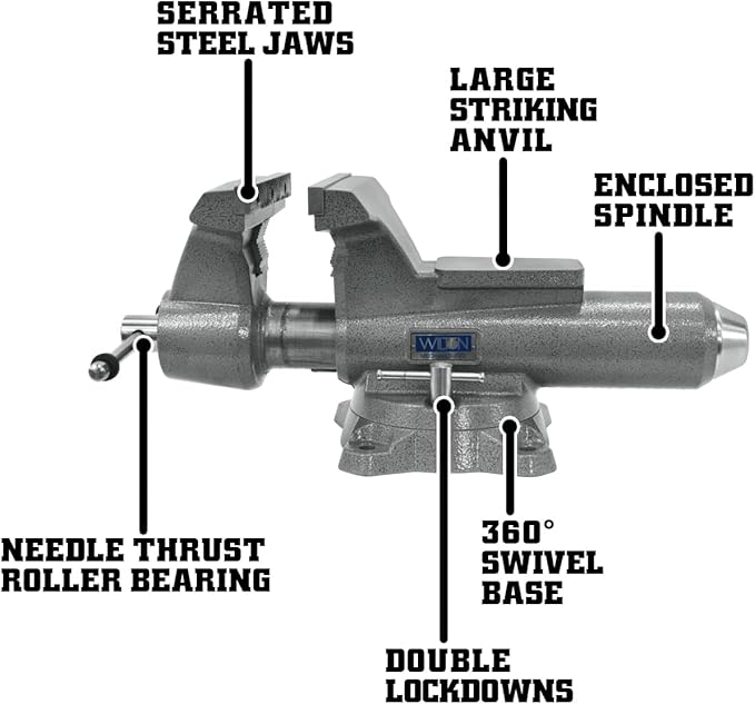 Wilton Mechanics Pro Bench Vise, 10" Jaw Width, 12" Jaw Opening, 5-1/4" Throat (Model 8100M)