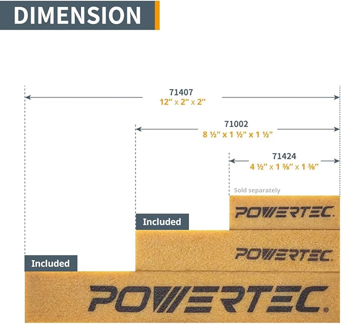POWERTEC Abrasive Cleaning Sticks 12" and 8-1/2" Set for Sanding Belts & Discs | Natural Rubber Eraser - Woodworking Shop Tools for Sanding Perfection (72209)