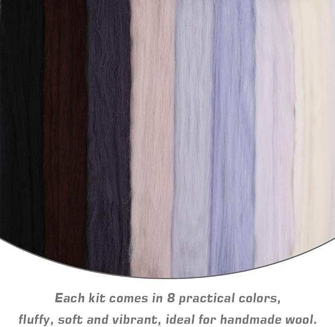 Wonvoc Needle Felting Wool 2.82oz/80 g, 8 Colors Nature Wool Roving Yarn - Image 5