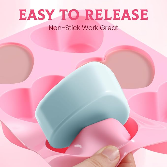 SJ Silicone Soap Molds 2 Packs, Heart Shape Soap Molds - Image 3