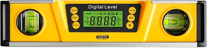 Digital Level and Protractor, 10 Inch IP54 Protected Electronic Bubble Inclinometer Angle Finder Gauge with Large LED Backlight Display & Magnetized V-Groove Base Carrying Bag Included (Orange)