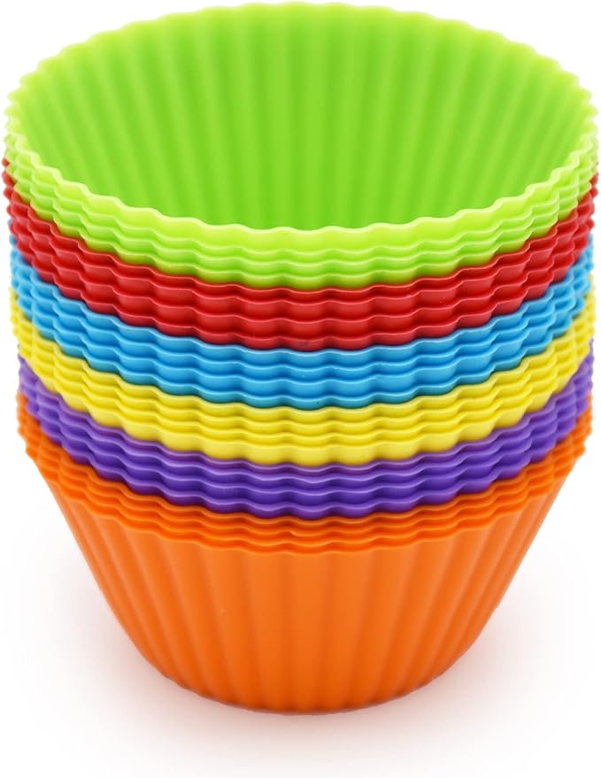 Silicone Cupcake Baking Cups 24 Pack, Reusable & Non-stick Muffin Cupcake by MODENGKONGJIAN