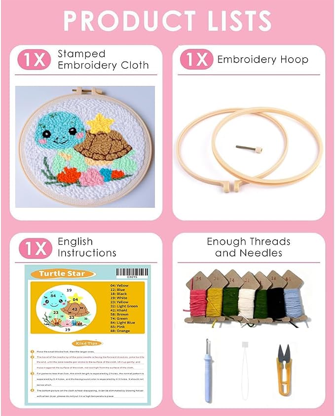 Punch Needle kit for Beginners, Turtle Punch Needle Kits for Adults Beginners - Image 4