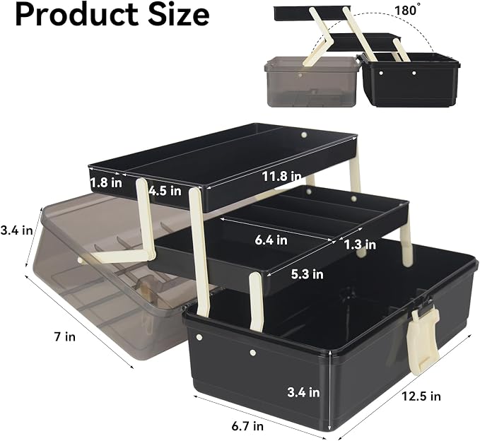 WEWLINE 13-Inch Art Storage Box 3-Layers Plastic Storage Box - Image 2