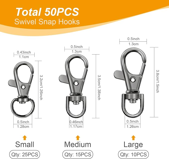 100PCS Swivel Snap Hooks with Key Rings, Premium Metal Swivel Lobster Claw - Image 2