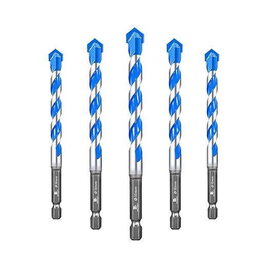 Carbide Drill Bit Set - Dry Drill Bit Set for Masonry, Concrete, Bricks, Wood, Plastic etc(10MM*5Quick-fit Shank)