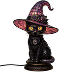 Resin Black Cat Witch Hat Table Lamp by Unknown