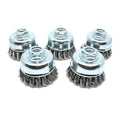 Benchmark Abrasives 2-3/4" Knot Wire Cup Brush for Narrow Holes Derusting Paint Removal Deburring Ferrous Metals Concrete, Wire End Brush for Angle Pneumatic Grinder - Carbon Steel (Pack of 5)
