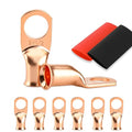 Battery Cable Ends, 8PCS 2 Gauge Wire Connectors 1/2 Copper Wire Lugs, Bare Copper Eyelets with Heat Shrink Tubing