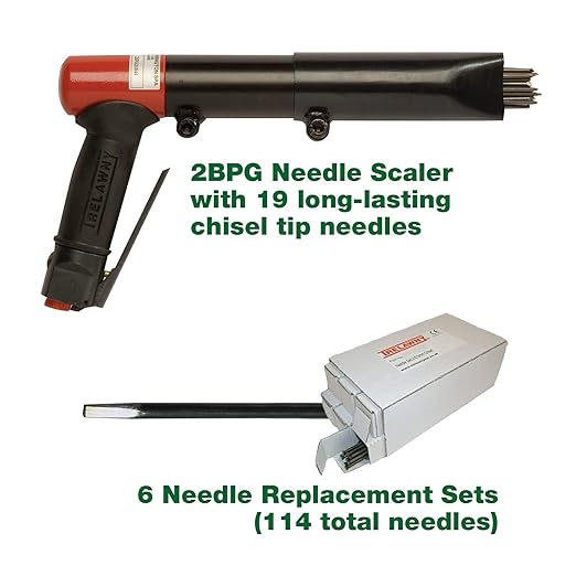 CS Unitec | 2BPG Needle Scaler Basic Kit | 19 Needle Air Chisel | 6 Sets | Professional Grade Pistol Grip | Air Power 5.5 CFM - 123.2199 Basic Kit
