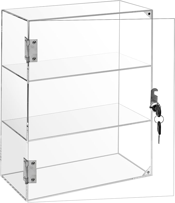 Locking Display Case, Showcase Display Cabinet, 3-Tier Acrylic Display Case by Xzunk