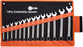 Edward Tools Pro Combination 14 Piece Wrench Set Metric - Heavy Duty CR-V Steel - 8mm to 24mm - Vanadium Steel - Matte Chrome Plated Finish - Anti Rust - 12 Point Opening - Organizer Bag