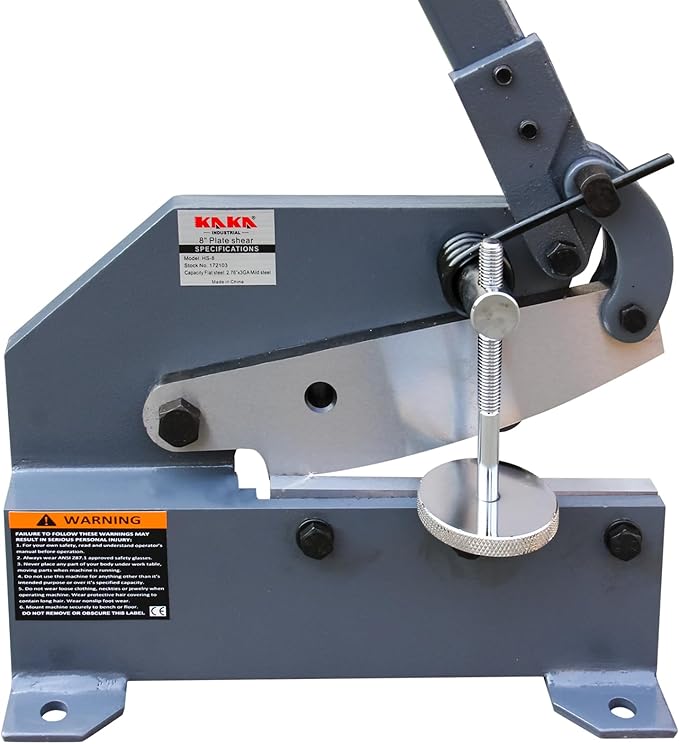 KAKA INDUSTRIAL Sheet Metal Cutter 8-Inch | 0.51 inch Round Bar Capacity | HS-8 Manual Plate Shear Bench-Mounted for Steel Plates and Bars