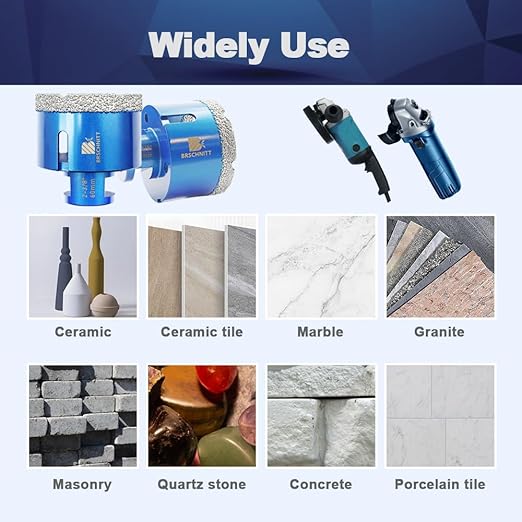 1-3/8 Inch Diamond Core Drill Bit for Porcelain Tile Ceramic Marble Granite Drilling,BRSCHNITT 1pc Vacuum Brazed Diamond Hole Saw with 5/8-11 Thread (35mm)