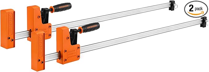 Jorgensen 2-pack 30” Bar Clamp Set, 90° Parallel Clamp Cabinet Master, Steel Jaw Bar Clamp for Woodworking, 1500 lbs load Limited