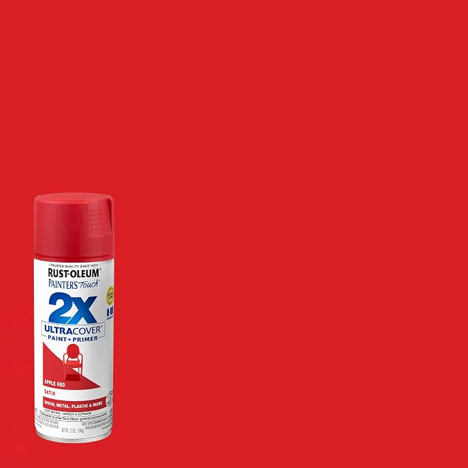 Rust-Oleum Painter's Touch 2X Ultra Cover Spray Paint, Satin Apple Red | Indoor - Image 2