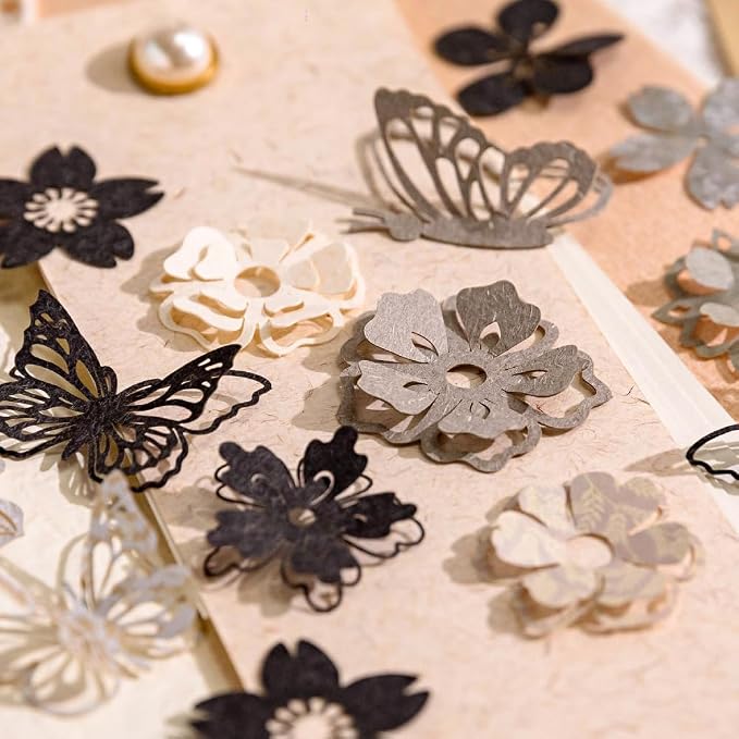 300pcs Scrapbook Paper Cutouts Lace Flowers Butterfly - Image 5