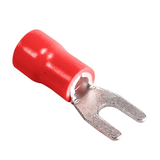 100pcs Insulated Fork Spade Wire Connectors, U Type Electrical Crimp Terminals for 22-16AWG Cable by MILAPEAK (Red)