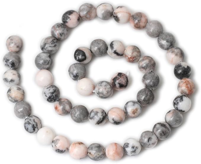 45PCS 8mm Natural Pink Zebra Jasper Round Loose Beads - Image 2