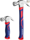 WORKPRO 2-Piece Claw Hammer Set, 8 oz Mini Stubby & 16 oz Fiberglass General Purpose, Soft Nonslip Handle & Heat Treated Head