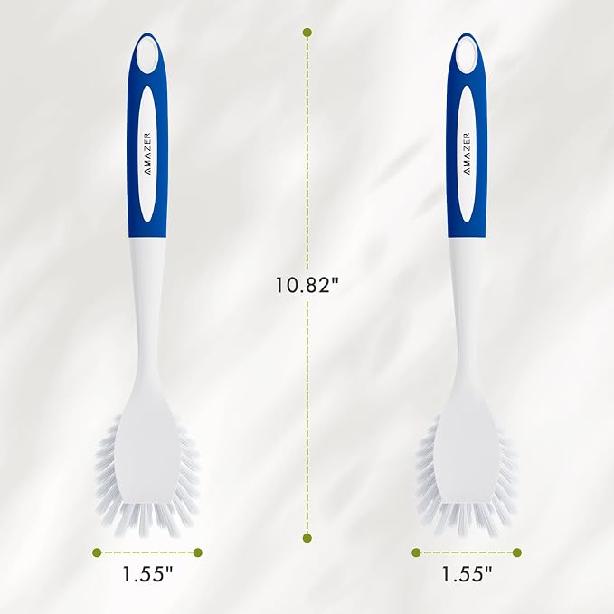 Amazer Dish Brush with Handle, 2 Pack Kitchen Scrub Brushes with Built-in - Image 5
