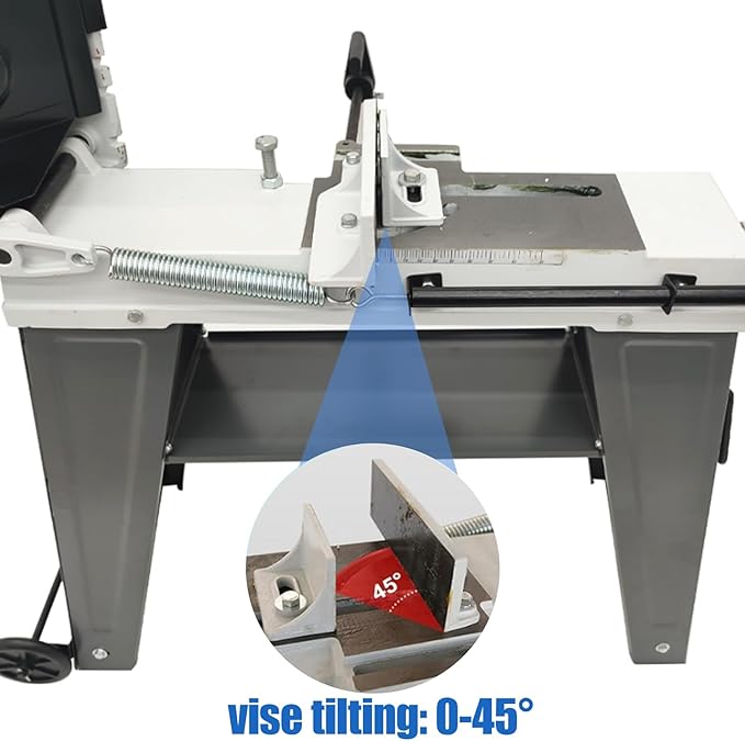 TECHTONGDA 1/2HP Metal Band Saw 420W Horizontal/Vertical Bandsaw, 110V Portable Cutting Machine, 3-Speed Blade, Vise Tilting 0-45º for Metal Wood Plastic
