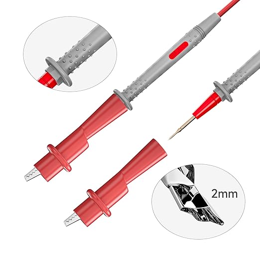 Goupchn Multimeter Test Leads Kit with Push On Alligator Clips Stackable Banana Plug to Test Hook Cable Set for Electrical Testing 1000V 10A