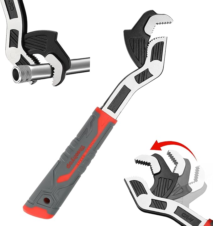 Self-Adjusting Pipe Wrench, 6", 8", 10", 12" Pipe Vise, Multifunctional Self-Locking, 3 Sides Teeth, Universal Adjustable, Plumbers Wrench