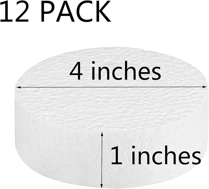 4 Inch 12-Pack Foam Circles for Crafts, Polystyrene Round Foam Disc for DIY - Image 2