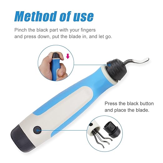 Deburring Tool Kit with 10 High-Speed Steel Blades – Rotary Burr Removal Tool for Metal, Plastic, Aluminum, Copper, and Wood – Heavy-Duty Swivel Handle for Smooth Edge Cleaning