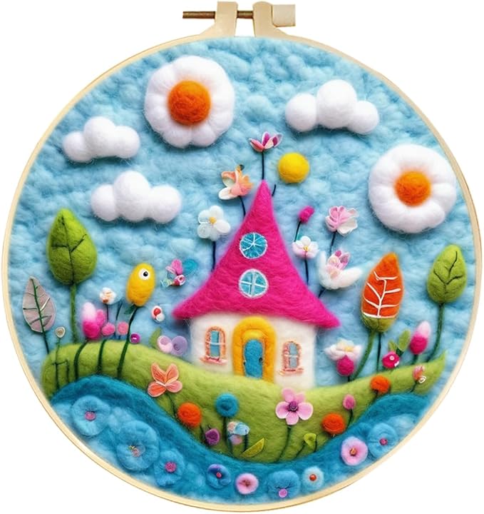 CaptainCrafts Needle Felting Kit, Wool Felt Supplies, Embroidery Hoops by CaptainCrafts