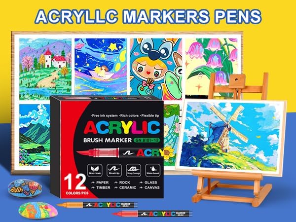 Amamao Acrylic Paint Markers, Soft Brush Tip Pens and Markers, Acrylic Paint - Image 8