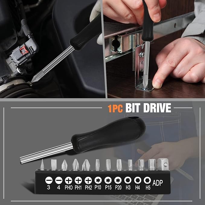 DNA MOTORING 17pcs Daily Repair Toolbox, Home Tool Kit w/Hammer, Wrench Pliers, Screwdriver, Basics Household Tool Kit, Yellow, TOOLS-00028