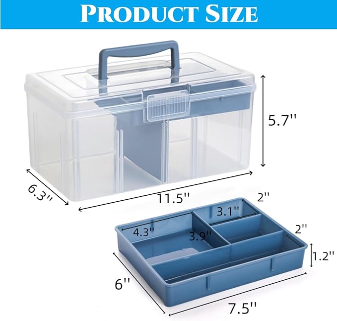 2 Pack Plastic Dividing Storage Box, 2 Layer Multipurpose Craft Organizer and - Image 2