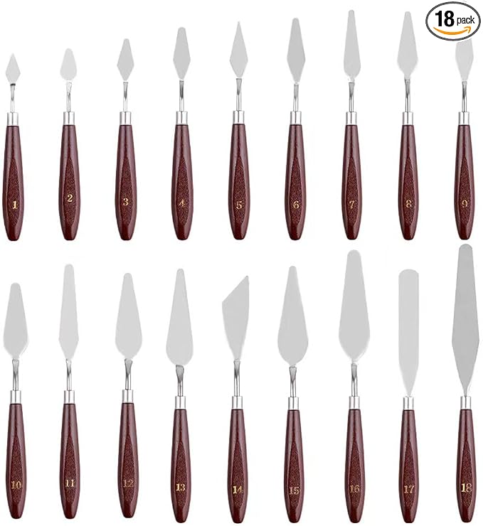 18 Piece Painting Knives Stainless Steel Spatula Palette Knife Professional by Gemerglity