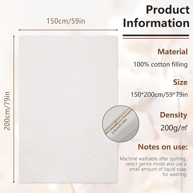 Natural Cotton Batting, Natural Cotton Quilt Batting - Image 2