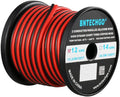 BNTECHGO 12 Gauge Flexible 2 Conductor Parallel Silicone Wire Spool Red Black High Resistant 200 deg C 600V for Single Color LED Strip Extension Cable Cord,Model,50ft Stranded Tinned Copper Wire
