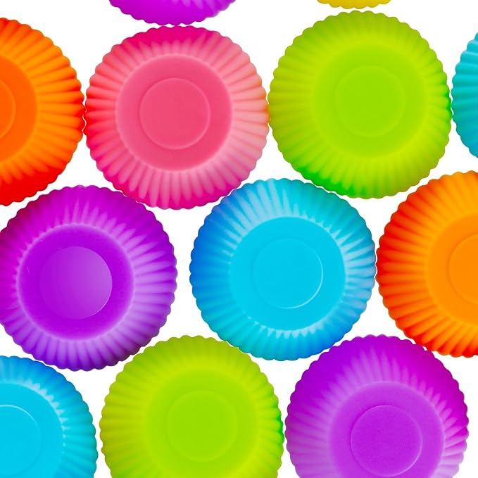 Mini Silicone Muffin Cups, 24 Pack Reusable Cupcake Molds, Plum Blossom | - Image 5