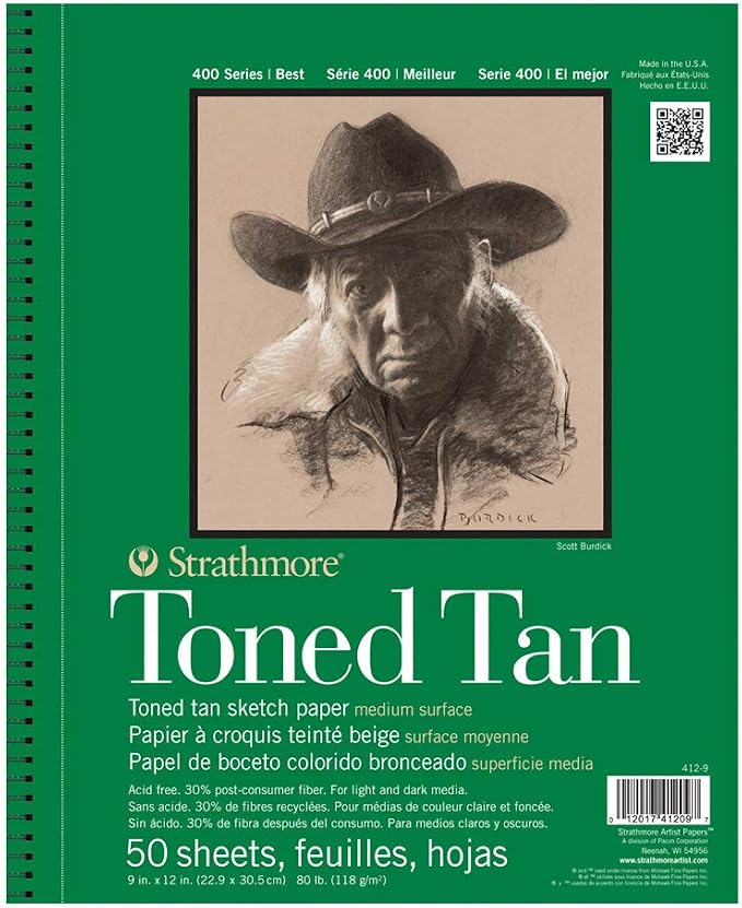Strathmore 400 Series Wire Bound Toned Sketch Pad, 80 lb. Paper, 9 X 12 inches by StrathmorePaper