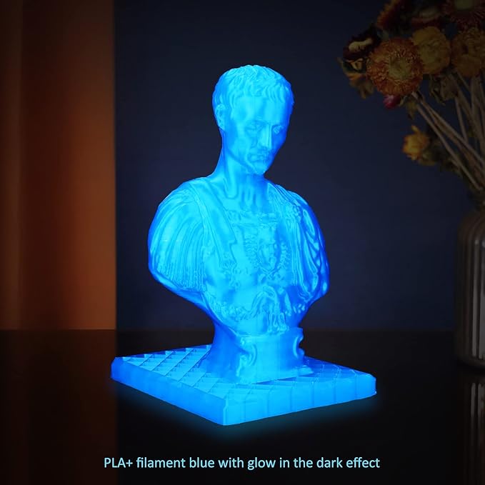 PLA+ 3D Printer Filament Luminous Blue, 1.75mm No Tangle, Net Weight 2.2lbs Spool (1kg, PLA Pro Plus, Blue with Glow in The Dark Effect