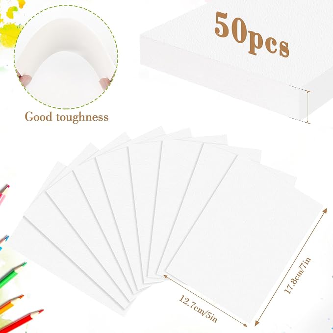 50PCS 5x7 Watercolor Paper Bulk, 140lb/300g Cold Press Thick Water Color Paper - Image 2